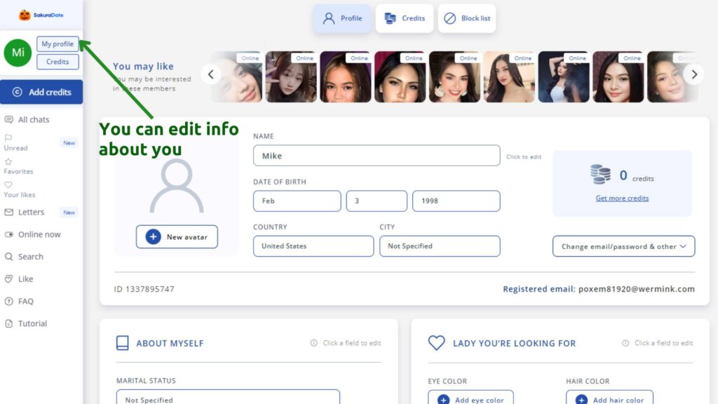 SakuraDate profile editor