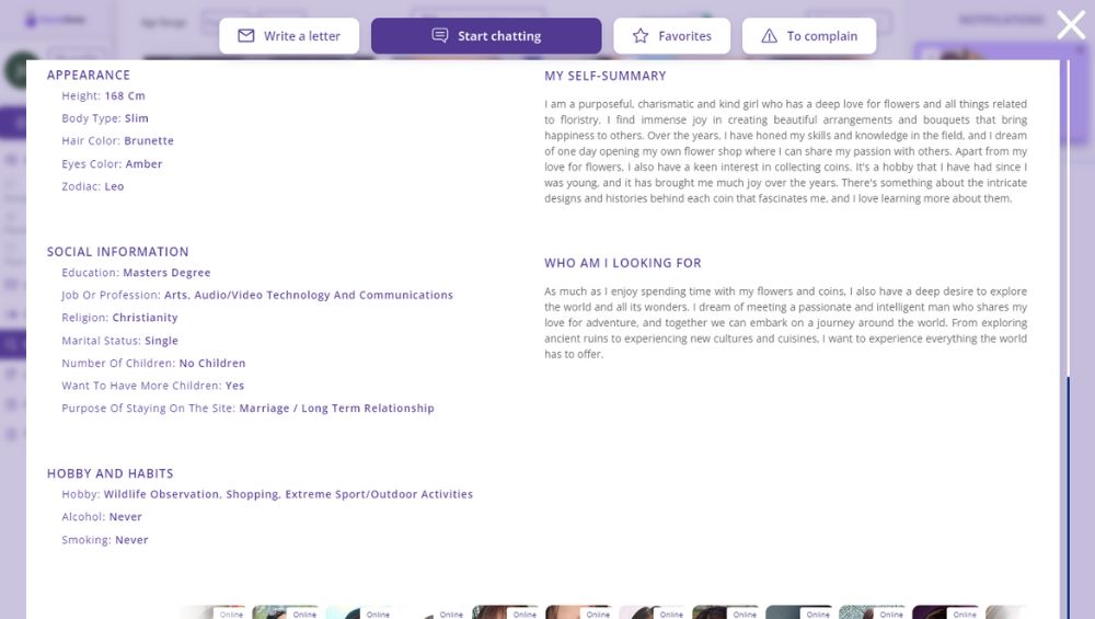 Profile description on NaomiDate