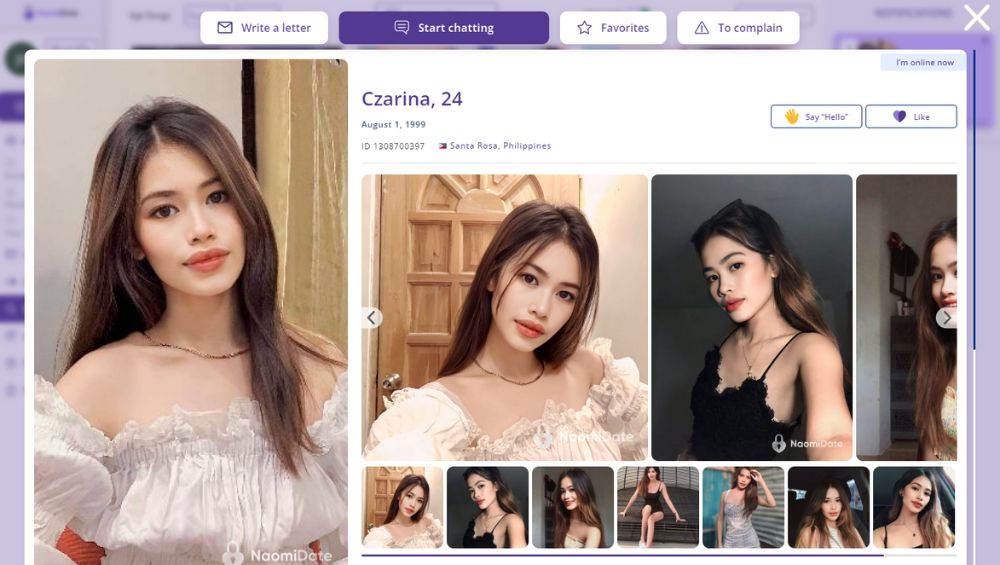 Profile of a girl on NaomiDate