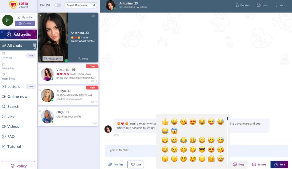 SofiaDate communication