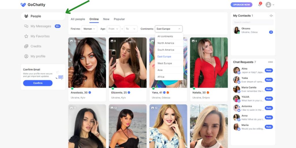 GoChatty profiles search