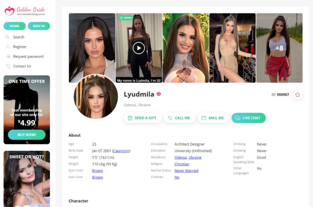 GoldenBride profile example