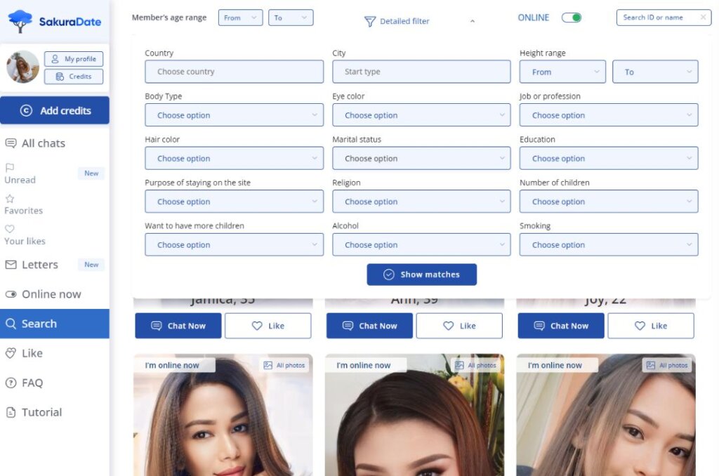 Search engine on SakuraDate
