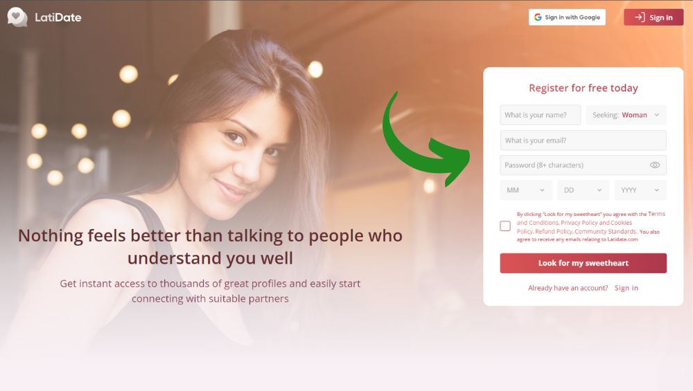 LatiDate sign up